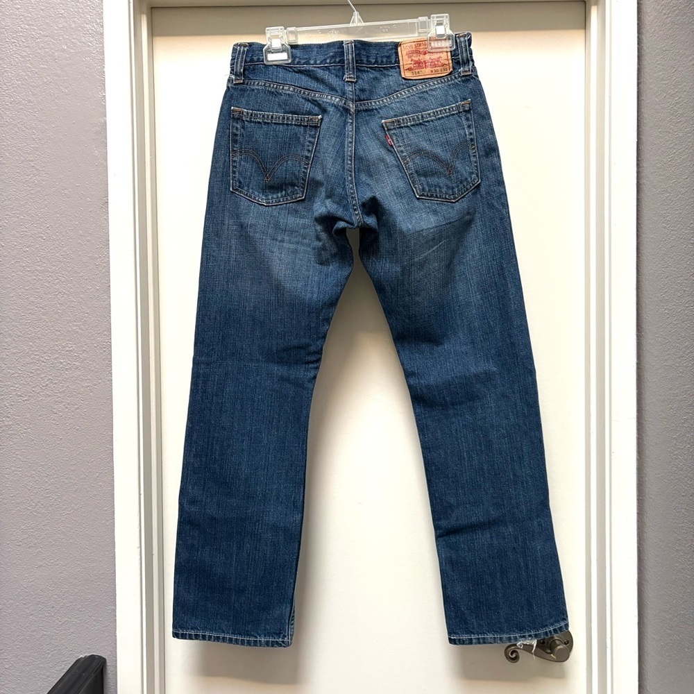 Levi’s 514 Men’s Slim Straight Jeans 30x30 Dark Wash Faded Zipper Fly - Picture 2 of 7